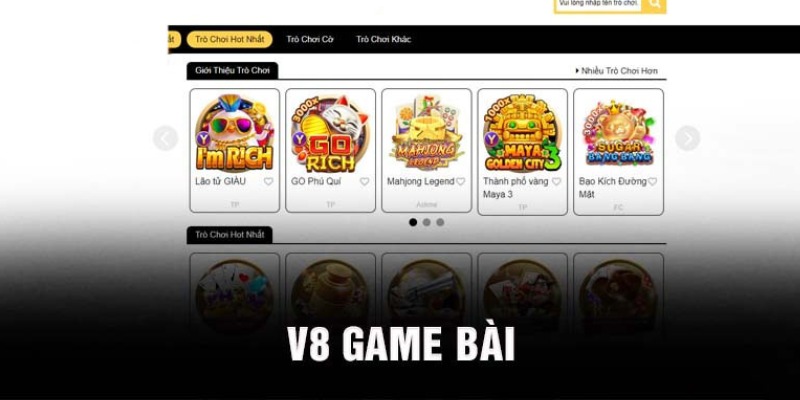 Giới thiệu sảnh V8 đa dạng các thể loại game